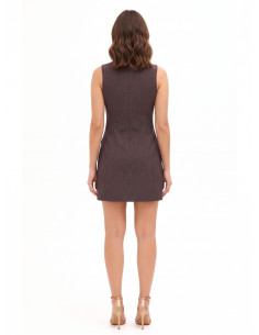 Vestido curto em mistura de viscose com decote redondo Rinascimento 2
