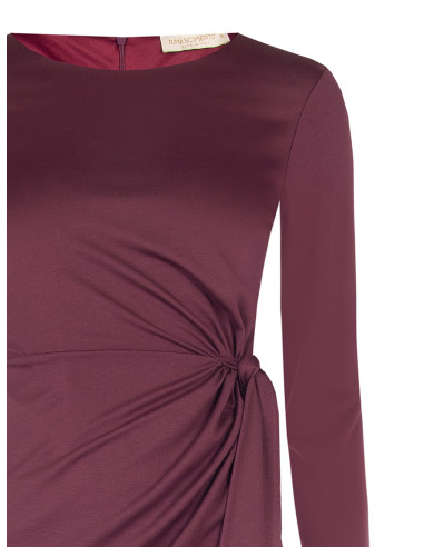 Vestido midi em mistura de viscose com franzido e drapeado na lateral Rinascimento