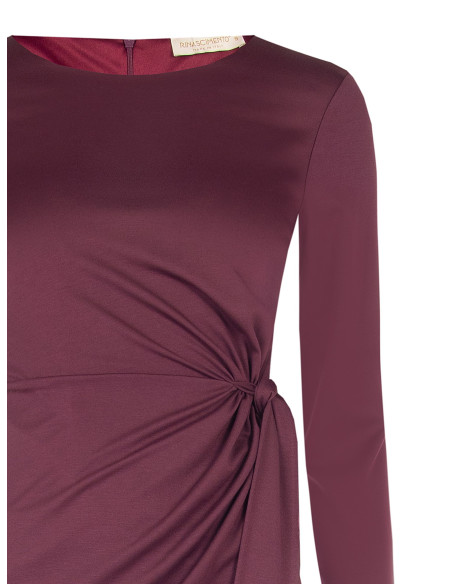 Vestido midi em mistura de viscose com franzido e drapeado na lateral Rinascimento