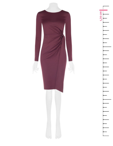 Vestido midi em mistura de viscose com franzido e drapeado na lateral Rinascimento