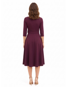 Vestido midi evasé de poliviscose com detalhe de fivela e mangas a 3/4 Rinascimento 2