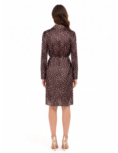Vestido midi de estilo chemise em cetim com cinto comprido e fino a condizer Rinascimento