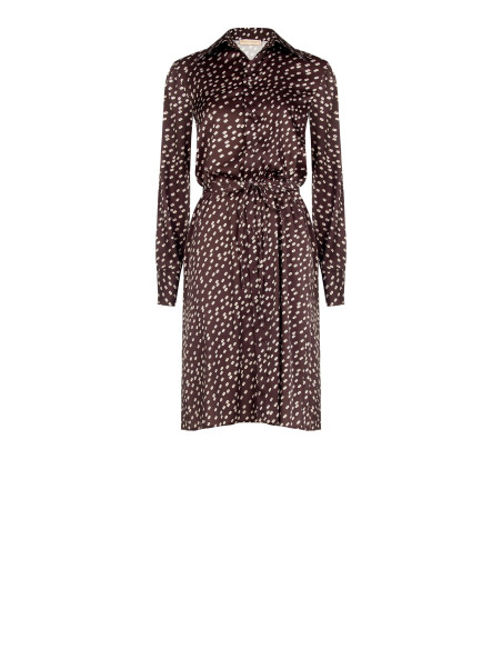 Vestido midi de estilo chemise em cetim com cinto comprido e fino a condizer Rinascimento