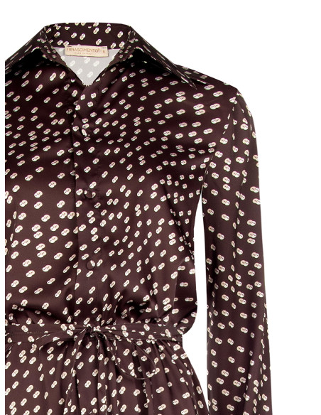 Vestido midi de estilo chemise em cetim com cinto comprido e fino a condizer Rinascimento