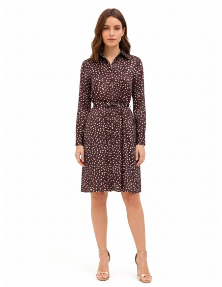 Vestido midi de estilo chemise em cetim com cinto comprido e fino a condizer Rinascimento