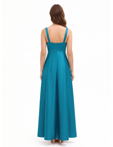 Vestido comprido em cetim estruturado com decote em coração Rinascimento