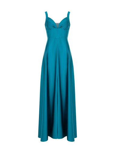 Vestido comprido em cetim estruturado com decote em coração Rinascimento