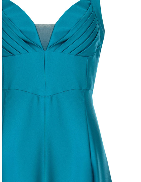 Vestido comprido em cetim estruturado com decote em coração Rinascimento