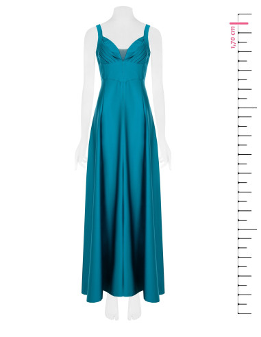 Vestido comprido em cetim estruturado com decote em coração Rinascimento