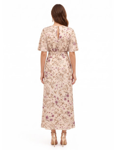 Vestido comprido de cetim floral franzido nas ancas Rinascimento 2