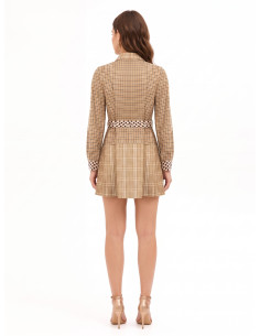 Vestido-camisa curto em mistura de viscose com padrão axadrezado, cinto às bolinhas e logótipo RR a condizer Rinascimento 2