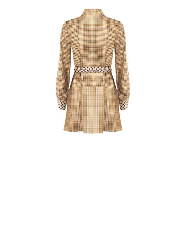 Vestido-camisa curto em mistura de viscose com padrão axadrezado, cinto às bolinhas e logótipo RR a condizer Rinascimento