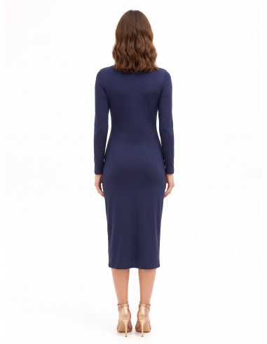 Vestido midi em malha com franzido frontal Rinascimento