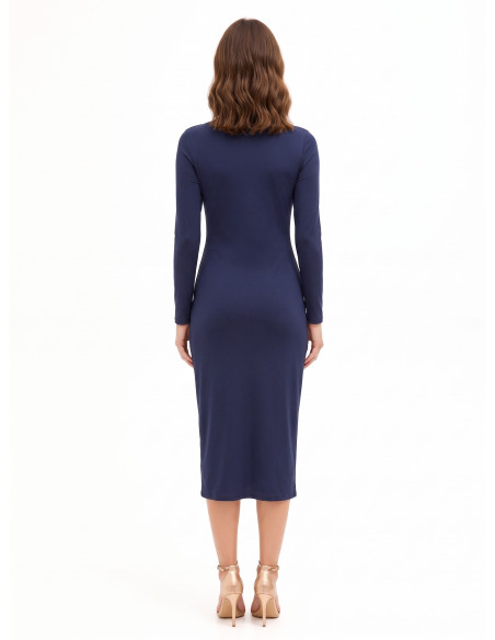 Vestido midi em malha com franzido frontal Rinascimento