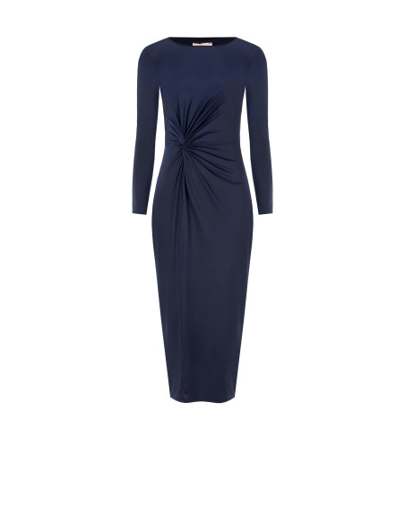 Vestido midi em malha com franzido frontal Rinascimento