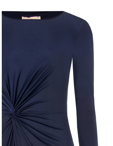 Vestido midi em malha com franzido frontal Rinascimento