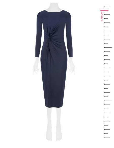 Vestido midi em malha com franzido frontal Rinascimento