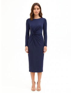 Vestido midi em malha com franzido frontal Rinascimento