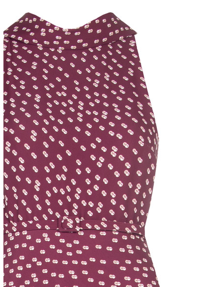 Vestido midi rodado em tecido cadi com cinto estruturado a condizer Rinascimento