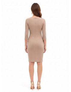Vestido justo em poliviscose com decote em V e detalhe de fecho de gancho Rinascimento 2