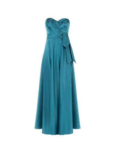 Vestido comprido em cetim com racha à frente Rinascimento