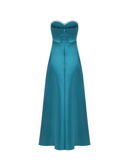 Vestido comprido em cetim com racha à frente Rinascimento
