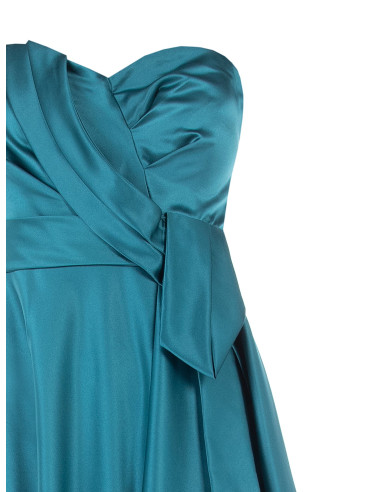 Vestido comprido em cetim com racha à frente Rinascimento