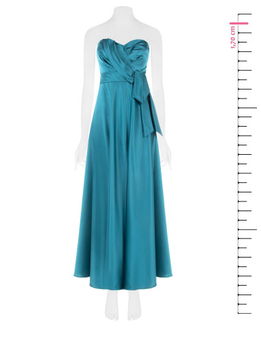 Vestido comprido em cetim com racha à frente Rinascimento
