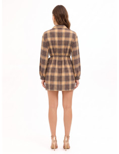 Vestido curto aos quadrados em mistura de viscose com nó na lateral Rinascimento 2