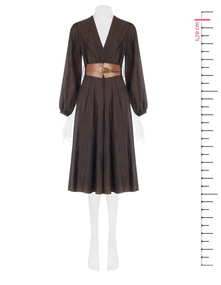 Vestido midi em mistura de liocel plissado com cinto elástico a condizer Rinascimento
