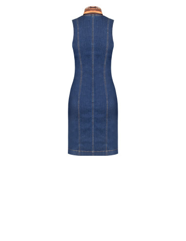 Vestido justo de ganga com fecho frontal e lenço a condizer Rinascimento