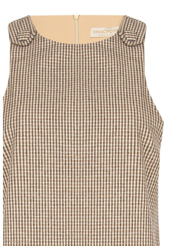 Vestido curto de corte trapézio com pequenos quadrados Rinascimento