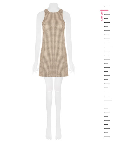 Vestido curto de corte trapézio com pequenos quadrados Rinascimento