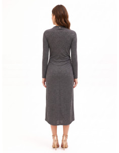 Vestido comprido de malha franzido de um lado Rinascimento 2