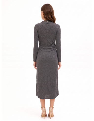 Vestido comprido de malha franzido de um lado Rinascimento