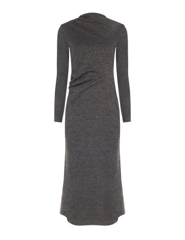 Vestido comprido de malha franzido de um lado Rinascimento