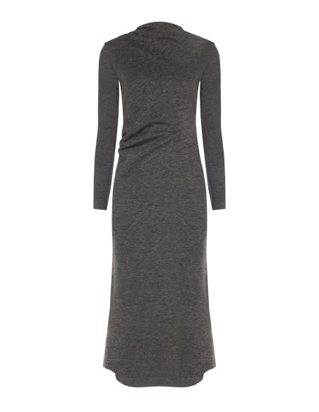 Vestido comprido de malha franzido de um lado Rinascimento