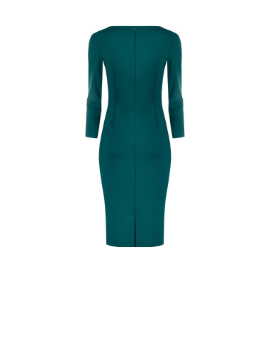 Vestido justo franzido com decote em V Rinascimento