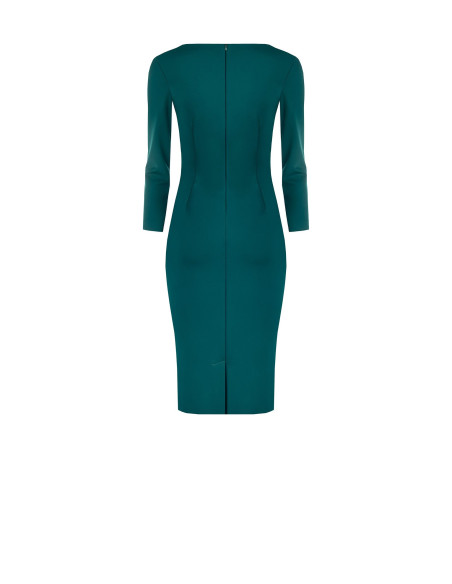 Vestido justo franzido com decote em V Rinascimento
