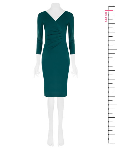 Vestido justo franzido com decote em V Rinascimento