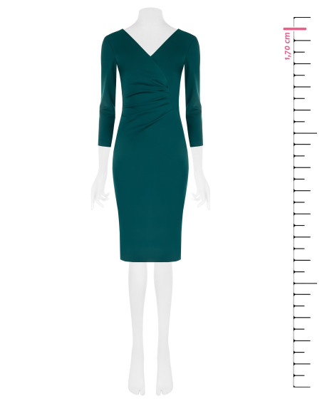 Vestido justo franzido com decote em V Rinascimento