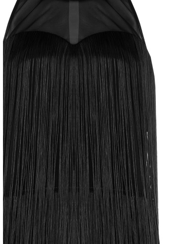 Vestido curto justo coberto de franjas Rinascimento