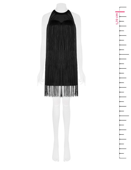 Vestido curto justo coberto de franjas Rinascimento