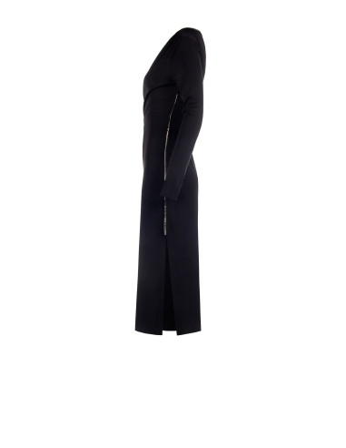 Vestido midi justo em malha com decote dourado Rinascimento