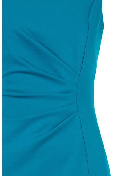 Vestido tubinho franzido de um lado em malha Milano com racha Rinascimento