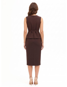 Vestido de corte justo em tecido cadi com efeito de duas peças e cinto rígido a condizer Rinascimento 2