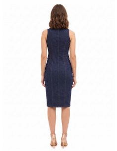 Vestido-camisa justo em ganga elástica, lavagem Zero Rinascimento 2