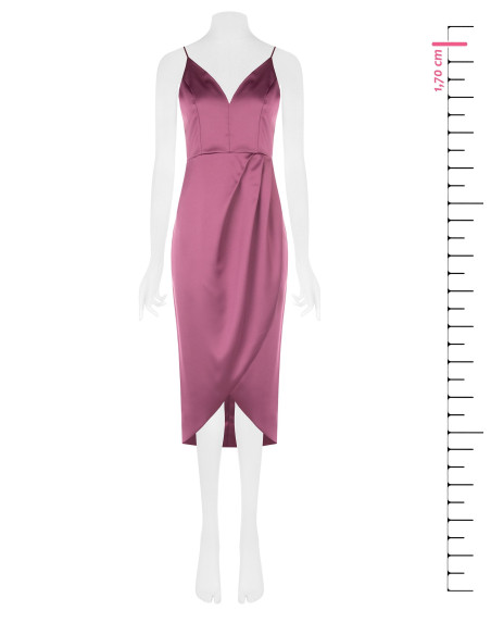 Vestido curto assimétrico em cetim transpassado com decote em V Rinascimento