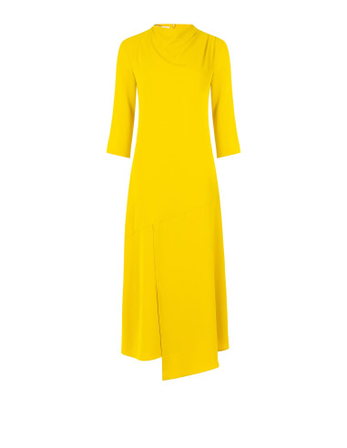 Vestido midi fluido em cetim mate com bainha assimétrica Rinascimento