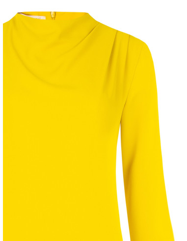 Vestido midi fluido em cetim mate com bainha assimétrica Rinascimento